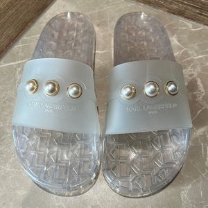 Clear Karl Lagerfeld slides, size 9